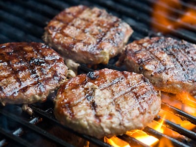 burgers on a grill