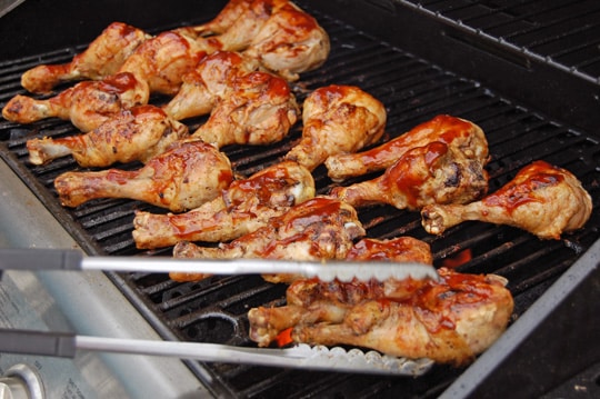 chicken on a gas grill