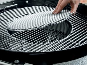 hinged steel-plated cooking grate
